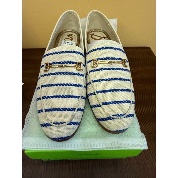 Sam Edelman Loraine Cobalt Stripe canvas loafers NEW size 8 $150 retail - Picture 2 of 6